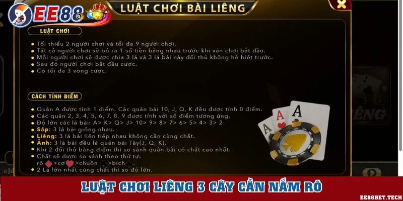 Luật chơi liêng 3 cây